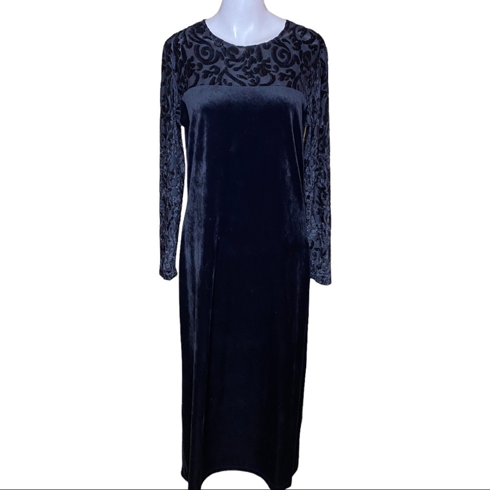 Diane Von Furstenberg The Color Authority Black Velevt Dress Size M